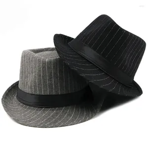 Berets Spring And Autumn Period British Men's Top Hat Fashion Middle-aged Elderly Striped Jazz For Men Versatile