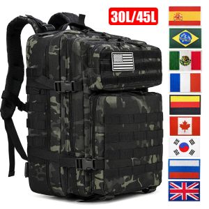 Borse 30L/45L Zaino tattico 3D per esterni Borsa da viaggio per uomo Borsa da viaggio per allenamento sportivo Zaino di grande capacità 900D Oxford Borsa da campeggio per escursionismo sul campo