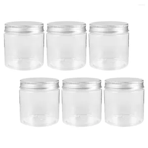 Garrafas de armazenamento 6 PCs Clear Mason Jar Contêiner Jardas de Candy Salad 10 oz com tampas de alumínio de alumínio de café transparente