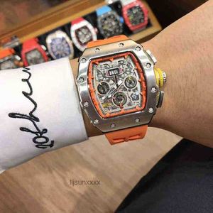 럭셔리 남성 역학 시계 Richa M Wristwatch 레저 남성 투명한 쉘 자동 기계식 시계 성격 전 중공 크리스탈 NU4P