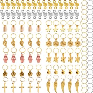 Röhrchen 120pcs/Bag Metallringe Gold Haare Braid Dreadlocks Perlen Haarringe/Manschetten DIY Haarklammel Haarmanschetten Dürre Röhrchen Charme