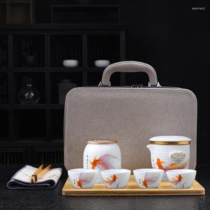 Teaware Sets Chinese Tea Set Travel Mugs Infuser Portable Porcelain Vintage Ceremony Wasserkocher Kitchen Accessories AB50TS