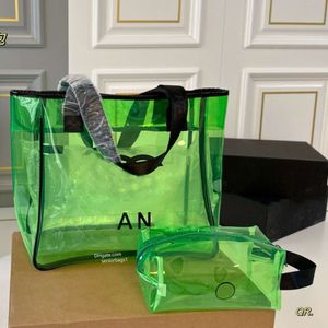 grüne transparente Strandtasche Bunte Tasche Frauen Handtasche Designer Einkaufstasche Großkapazität Einkaufstasche Mode Geldbeutel Schulter -Cross -Body -Taschen 24 Color