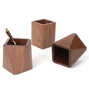 Holders Walnut Solid Wood Pen Holder Simple Office Supplies Pencil Storage Box Japanese Wooden Desk Accessories