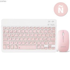 Tastaturen Spanische drahtlose Bluetooth -Tastatur für iPad Air 5 10.9 Pro 11 2018 2022 Geeignet für iOS -Android -System für Xiaomi Samsung Tecaldol2404 geeignet