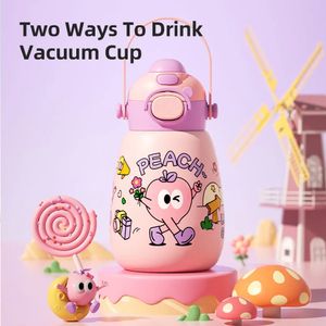 Childrens Thermos Cup with A Straw Water Cup Dualuse Baby Straight Drink Learn to Go Out Kindergar 240320
