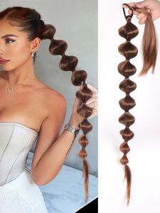 Synthetic Ponytail Hair Extensions Afro Bubble Long Ponytail 30 Inch Wrap Around Lantern Pony Tail For Women