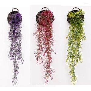 Decorative Flowers Artificial Wall Hanging Plant Decoration Fake Flower Plastic Rattan Green Gold Bell Willow Diy Home Garden