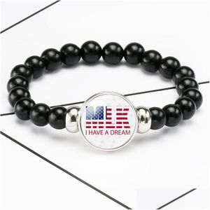 Pulseiras de botão de snap miçangas Black Lives Matter Eu não posso respirar ter um sonho de fios de design de sonho pulseira para mulheres jóias de mensagens d dhocm