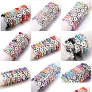 Charm Bracelets 10Pcs/Lot Wholesale Beaded Snap Bracelet 18Mm Button Diy Handmade Beads Charms For Women Jewelry Drop Delivery Dhjki