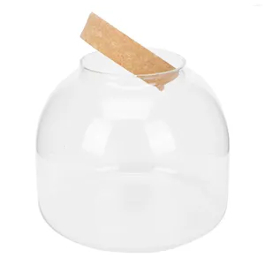 Vasen rundes Glas -Glas -Terrariumbehälter: Pflanzerzylinderbehälter mit luftdichten Holzstopper für Luft