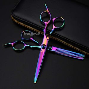 Hair Scissors Professional Japan Steel 6 Colors Cutting Set Haircut Thinning Barber Haircutting Shears Hairdressing