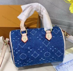 Kvinnors lyxiga designers denim tygväska blommor kudde axel rem crossbody kvinnor handväska med original metallpåse handväska