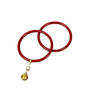 Bangle Chinese Charm Double Layer Bracelet Ancient Jewelry Natural Fashion Pure Glass Exquisite Red 58-62Mm Woman Drop Delivery Bracel Dhjgl