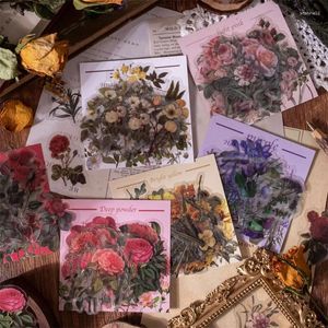 Gift Wrap 40pcs Transparents Waterproof Plant Stickers Vintage Flowers PET For Decoration Planners Scrapbook Journal Kids Adults