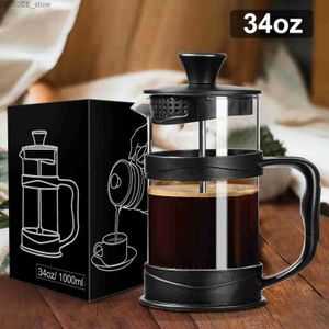 Makerzy kawy gianxi czarny 1000 ml plastikowy maszyna do kawy przezroczysty szklany francuska prasa Home kuchnia garnek do kawy zestaw herbaty Y240403