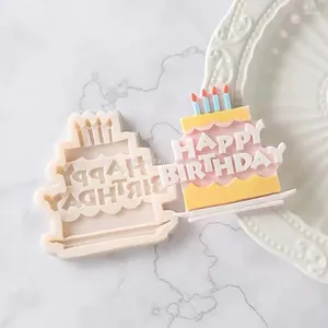 Backformen Alles Gute zum Geburtstag Englische Buchstaben Fondant Kuchen Silikonform Gebäck Schokoladenform Süßigkeiten Eis DIY Werkzeug