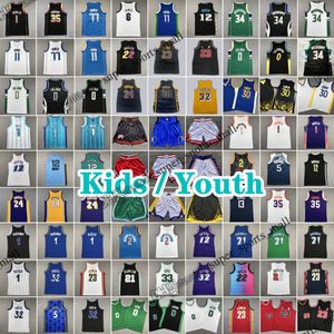 Mens Youth Basketball Jerseys James 3 Allen 1 Derrick James Curry Iverson Rose Pippen James Rodman 23 Michael Antetokounmpo George Miller Haliburton Edwards Ball