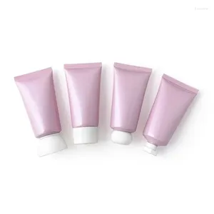 Garrafas de armazenamento garrafa reabastecível plástico de plástico vazio Pet 50g rosa brilhante 30pcs parafuso branco tampa de embalagem de tubo macio Squeeze cosmético