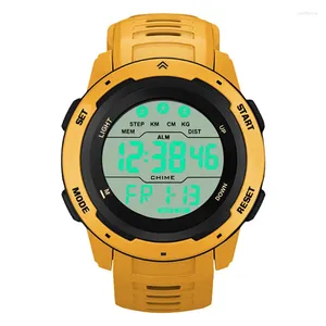 Wristwatches Reloj Hombre Outdoor Digital Watches Sport LED Men Big Dial Round Watch Luminous Casual Clock Multifunction Wrist Stopwatch