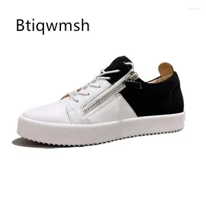 Dress Shoes Unique Sneakers Man Round Toe White Leather Black Suede Patchwork Flats Male Fashion Casual