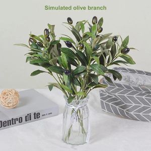 Dekorativa blommor 1 gren konstgjord växt med falsk frukt realistiska ser 4 gafflar design simulering oliv hem dekoration pografi s