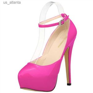 Dress Shoes LOSLANDIFEN Women Pumps Summer Office Ladys Platform Patent Leather 11CM Thin high heels Mature Lady Party H240403B3GO