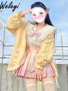 Blusas femininas jirai kei lolita camisa japão 2024 primavera doce tudo combinando flab escondendo renda interna tamanho grande azul longo manga curta topo