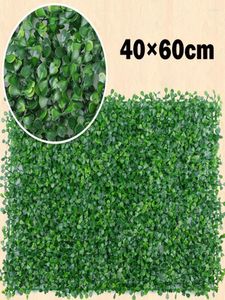 Flores decorativas Plantas artificiais paredes de folhagem Hedge Grass Mat Greenery Painéis de cerca de 40x60cm Simulação da paisagem Plantas verdes de gramado