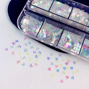 Gränsöverskridande nagel glitter paljetter 12 box smycken magi blå transparent sjöjungfru nagelsekvenser grossist