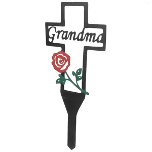 Gartendekorationen Gedenkgrabmarkierungen Grabstein Metall Sympathie Rose Plaques Yard Schilder Friedhof Oma Oma