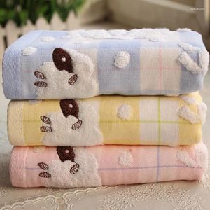 Asciugamano T019A Simpatico cartone in microfibra ad asciugatura rapida Pecora Orso Plaid Giallo chiaro Rosa Blu Morbido cotone per bambini o bambini