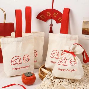 Storage Bags Customized Bag Hand Gift Handbag Mini Portable Canvas Wedding Candy Cloth Multi-style