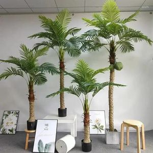 Dekorativa blommor konstgjorda kokosnötter träd falska palm stora faux tropiska sidenträd för utomhus inomhus dekor hawaiian simulering växt