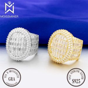 VVS Square Moissanite Rings for Women Real Diamond Pede Ring Men High-De Longo Jewelry Pass Tester Frete grátis