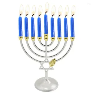 Ljushållare Traditionella Hanukkah Menorah Retro står 9 grenpolerade vintage ljus för avsmalnande heminredning