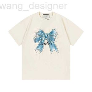 Damen-T-Shirt-Designerin überprüft die richtige Version Luxus-Modemarke Bow Brief gedruckt kurzes T-Shirt mit Boden für Männer und Frauen vielseitig hoch jkcm
