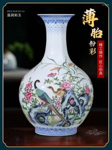 Vase Jingdezhen Ceramicsリビングルーム装飾Vaseパステルホームオフィスデスク表面パネルアンティークシェルフ中国スタイルの装飾品