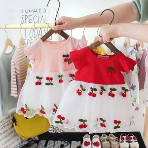 Baby Girls Summer Short Sleeved Dress Patchwork Embroidery Fashion For 03 Years Old 240322