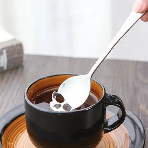 Stainless Steel Skull Shape Coffee Scoops Kitchen Supplies Long Handle Teaspoon Drink Tableware Coffees Spoon Kitchen Accessories