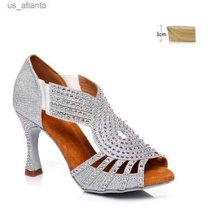 Klänningskor DKZSYIM Rhinestone Latin Dance Women/Ladies Ballroom Salsa Dancing Soft Sules Party/Wedding Sandals High Heels H240403HXO4