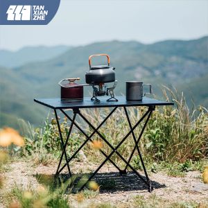 Furnishings Tanxianzhe Folding Table Camping Portable Desk Ultra Light Aluminum Hiking Picnic Outdoor Camping Tables Equipment
