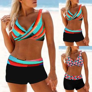 Damen-Badebekleidung, hochwertiger Bikini, rückenfrei, zweiteilig, blau-orangefarbener Badeanzug, Urlaub, Strand, Schultergurt, S-5XL