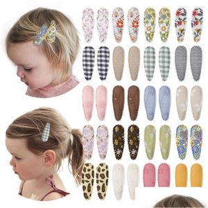 Hair Accessories 40 Pcs Girl Clips Floral Print Toddler Non Slip Wrapped Snap Hairpins For Kids Barrettes Drop Delivery Baby Maternity Otzgn