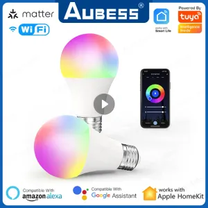 Kontrola materia A19 WIFI inteligentne żarówki LED E27 TUYA SMART Life RGB+C+W LED żarówka 9W Ustawienia czasu lampy dla Homkit Google Home Alexa