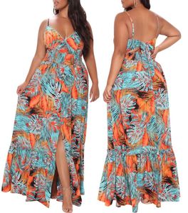 الفساتين غير الرسمية بالإضافة إلى ملابس هاواي زهرة الطباعة مزاج عالي الخصر فستان 6003641