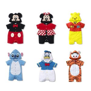 One-Pieces Newborn Cartoon Animal Rompers Hat Costume Shortsleeved Toddler Girl Boy Cotton Clothing Anime Tiger/Bear/Mouse Jumpsuit