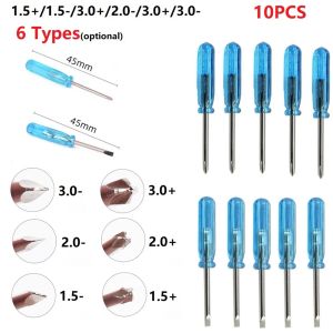 10Pcs Mini Slotted Cross Screwdrivers For X-box Laptop Repair Tool 1.5/2.0/3.0mm Blue Transparent Handle Screwdriver