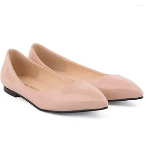 Casual Shoes LOSLANDIFEN 2024 Elegant Work Ladies Patent Leather Slip On Women Flats Pointy Toe Candy Color Causal Footwear Woman