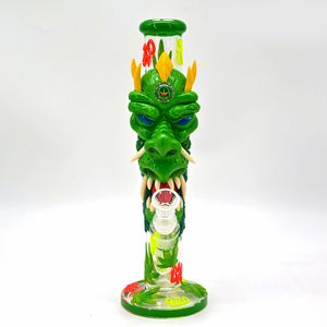 1pc, 11,8in, borbulhador de vidro com bonges de tubo de água do download de difusor fixo, bong de argila de polímero de cor pintada à mão com padrão 420, brilho em tubos de vidro de borossilicato escuro e borossilicato